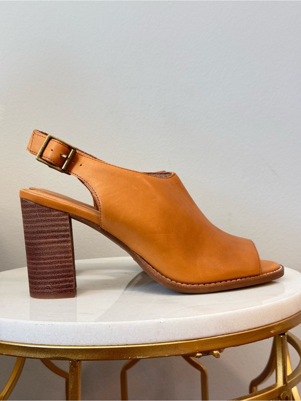 Madewell Cognac Slingback Open-Toe Block Heel Sandals Sz 10 - Picture 8 of 12